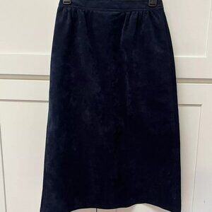 Vtg Abe Schrader Navy Faux Suede Pockets Skirt Union Made 80s Womens Sz 6 Knee